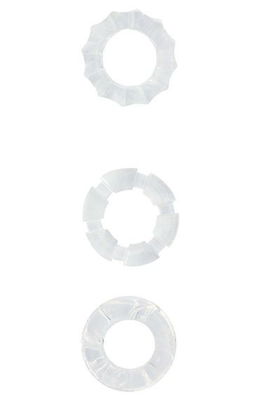 Набор из 3 прозрачных эрекционных колец MENZSTUFF STRETCHY COCK RINGS от Dream Toys