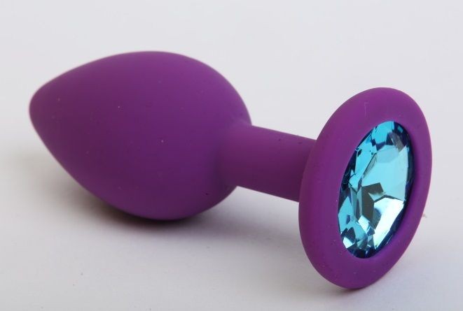 Фиолетовая силиконовая пробка с голубым стразом - 8,2 см. от 4sexdreaM