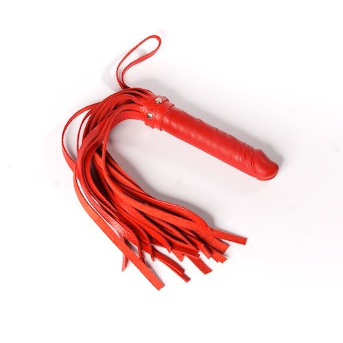 Красная плеть  Ракета А  с рукоятью из латекса и хвостами из кожи - 50 см. от Sitabella