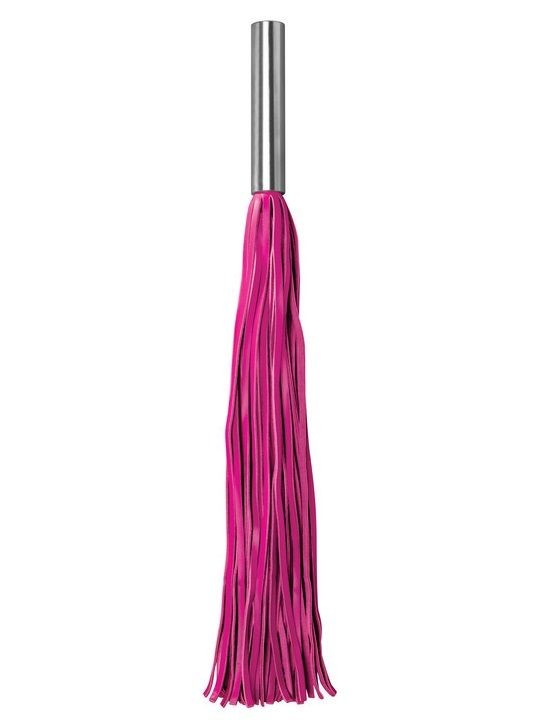 Розовая плётка Leather Whip Metal Long - 49,5 см. от Shots Media BV
