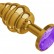 Золотистая пробка с рёбрышками и фиолетовым кристаллом - 7 см. от Сумерки богов