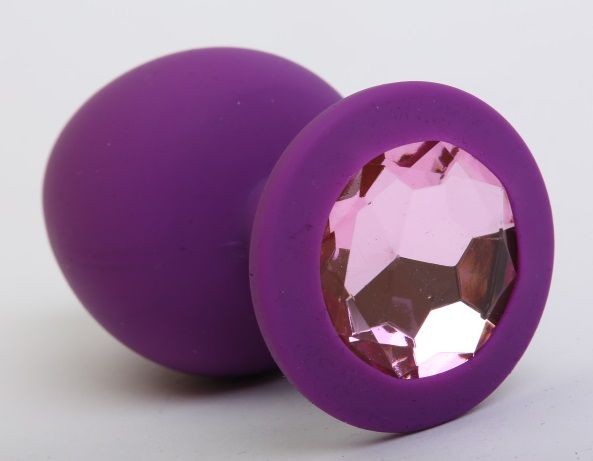 Фиолетовая силиконовая пробка с розовым стразом - 8,2 см. от 4sexdreaM