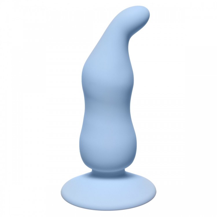Голубая анальная пробка Waved Anal Plug Blue - 11 см. от Lola toys