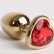 Золотистая анальная пробка с красным стразиком-сердечком - 7,5 см. от 4sexdreaM
