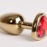 Золотистая анальная пробка с красным стразиком-сердечком - 7,5 см. от 4sexdreaM
