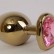 Золотистая анальная пробка с розовым стразиком-сердечком - 7,5 см. от 4sexdreaM