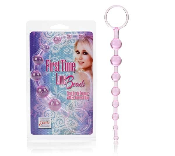 Розовая анальная цепочка First Time Love Beads от California Exotic Novelties