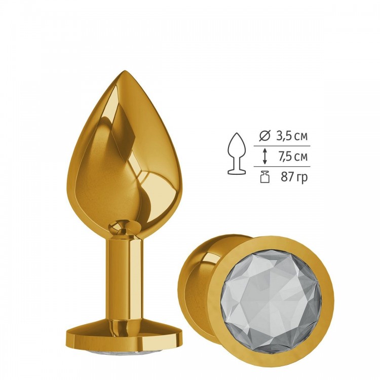 Золотистая средняя пробка с прозрачным кристаллом - 8,5 см. от Сумерки богов