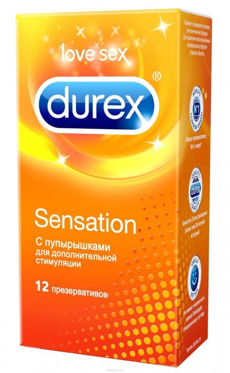 Презервативы с точечной структурой Durex Sensation - 12 шт. от Durex