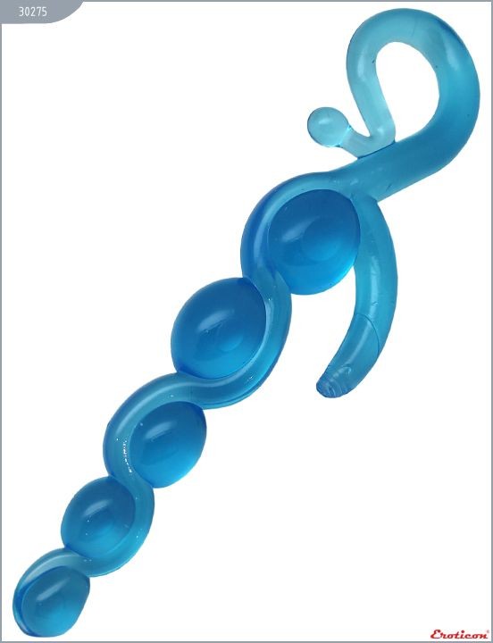 Голубая анальная цепочка из геля - 22 см. от Eroticon
