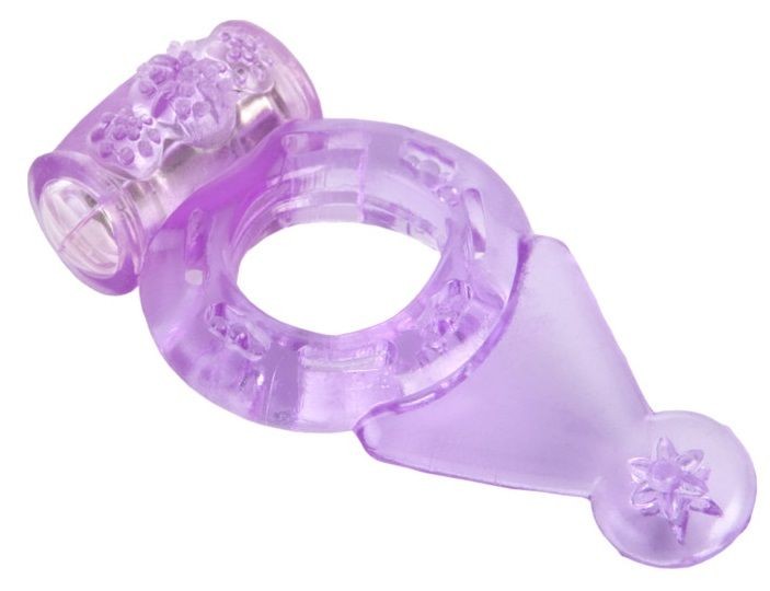 Фиолетовое виброкольцо с хвостом от ToyFa