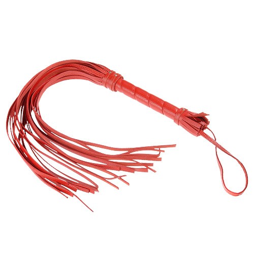 Гладкая красная плеть из кожи с жесткой рукоятью - 65 см. от Sitabella