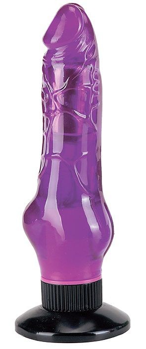 Фиолетовый водонепроницаемый вибромассажер на присоске - 17,5 см. от Seven Creations