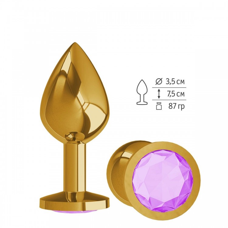 Золотистая средняя пробка с сиреневый кристаллом - 8,5 см. от Сумерки богов
