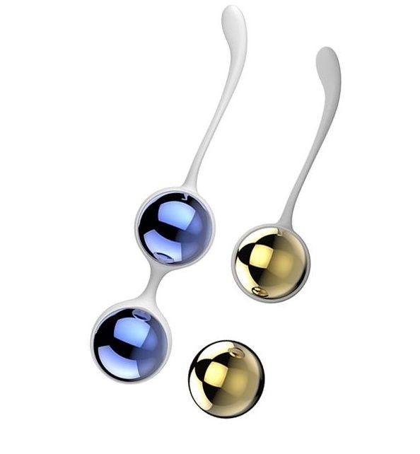 Синие и золотистые вагинальные шарики Nalone Yany от Nalone