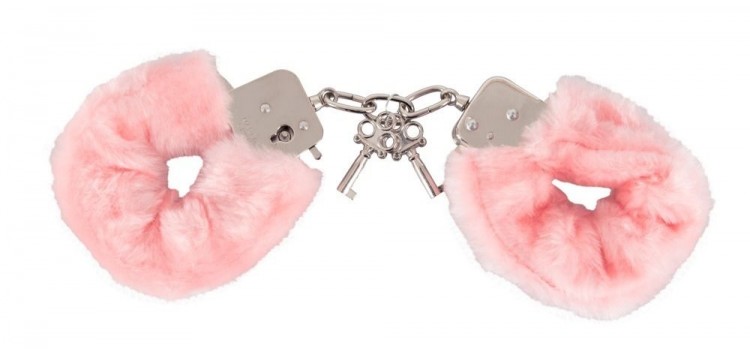 Розовые меховые наручники Love Cuffs Rose от Orion