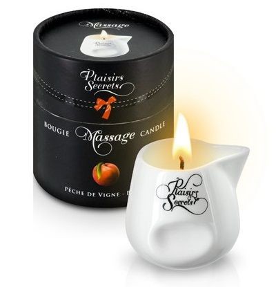 Массажная свеча с ароматом персика Bougie Massage Gourmande Pêche - 80 мл. от Plaisir Secret
