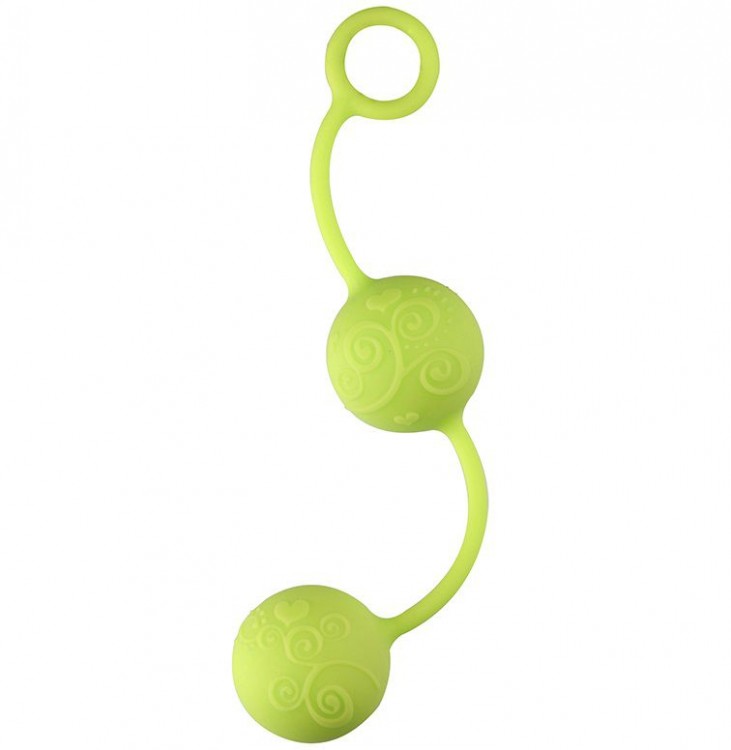 Зелёные вагинальные шарики с завитушками на поверхности от Dream Toys
