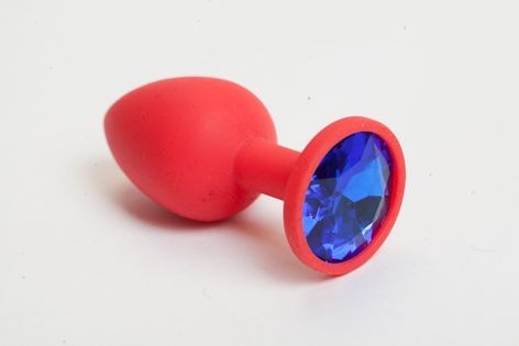 Красная силиконовая пробка с синим стразом - 7,1 см. от 4sexdreaM