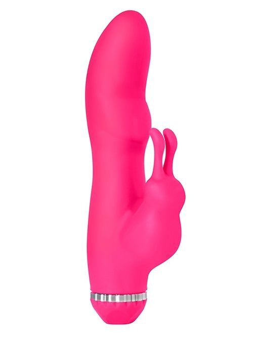 Розовый вибратор с клиторальным стимулятором PURRFECT SILICONE DELUXE RABBIT - 19 см. от Dream Toys