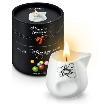Массажная свеча с ароматом бубль-гума Bougie de Massage Gourmande Bubble Gum - 80 мл. от Plaisir Secret