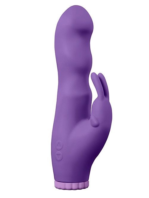 Фиолетовый вибратор с клиторальным стимулятором PURRFECT SILICONE DELUXE RABBIT 100FNCT - 20 см. от Dream Toys