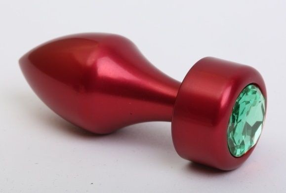 Красная анальная пробка с широким основанием и зелёным кристаллом - 7,8 см. от 4sexdreaM