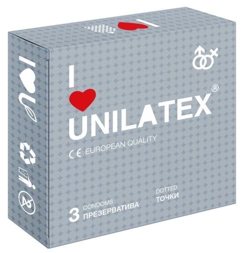 Презервативы с точками Unilatex Dotted - 3 шт. от Unilatex