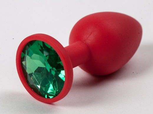 Красная силиконовая пробка с зеленым кристаллом - 7,1 см. от 4sexdreaM