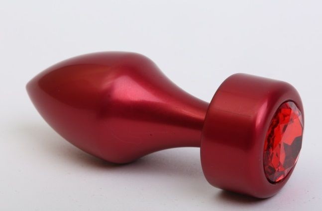 Красная анальная пробка с широким основанием и красным кристаллом - 7,8 см. от 4sexdreaM
