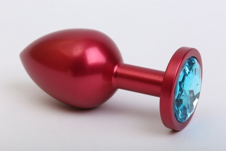 Красная анальная пробка с голубым стразом - 7,6 см. от 4sexdreaM