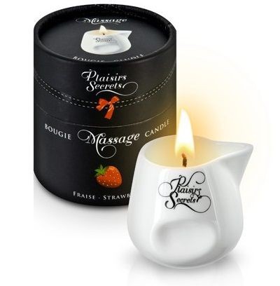 Массажная свеча с ароматом клубники Bougie de Massage Gourmande Fraise - 80 мл. от Plaisir Secret