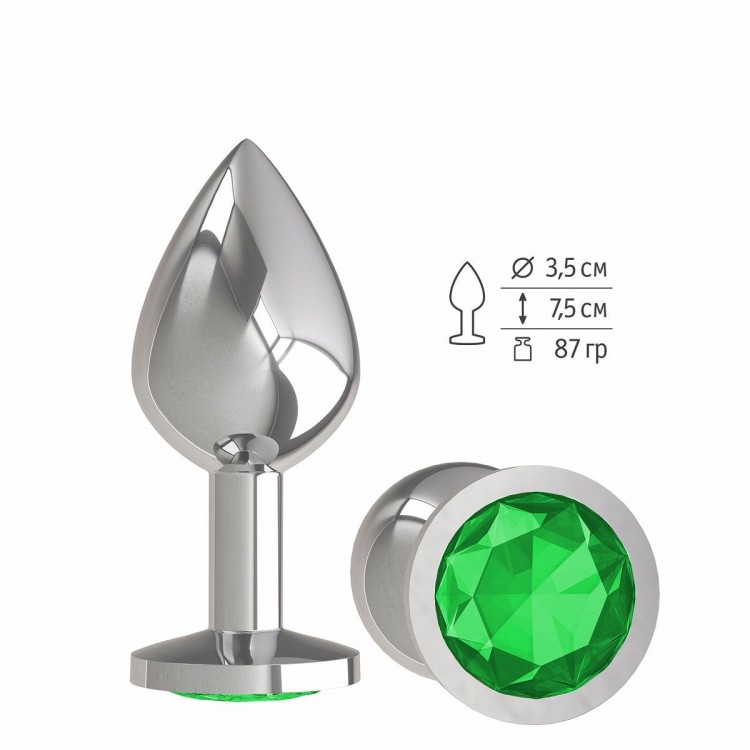 Серебристая средняя пробка с зеленым кристаллом - 8,5 см. от Сумерки богов