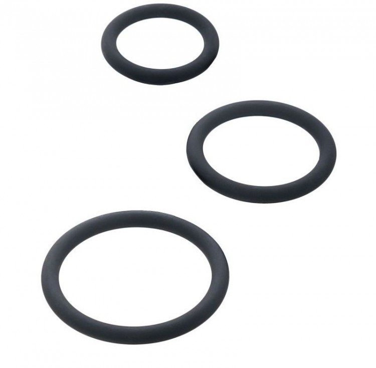Набор из 3 чёрных эрекционных колец от ToyFa