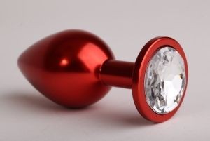 Красная анальная пробка с прозрачным стразом - 7,6 см. от 4sexdreaM