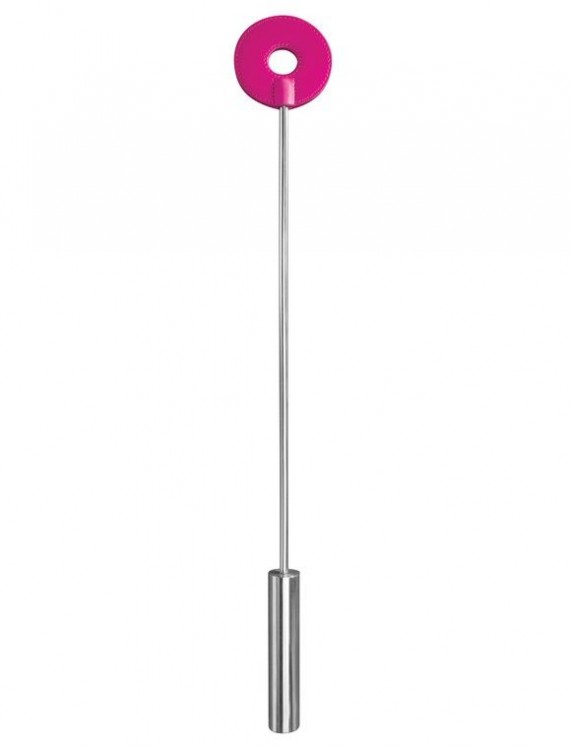Розовая шлёпалка Leather Circle Tiped Crop с наконечником-кругом - 56 см. от Shots Media BV