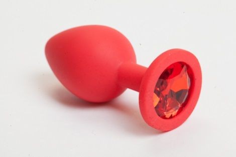 Красная силиконовая пробка с алым стразом - 7,1 см. от 4sexdreaM