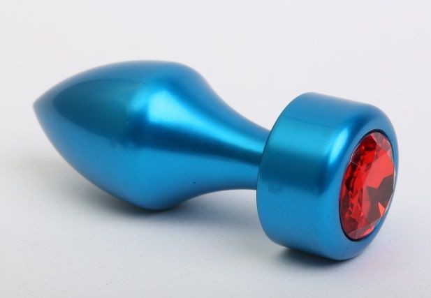 Синяя анальная пробка с красным стразом - 7,8 см. от 4sexdreaM