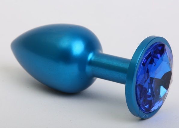 Синяя анальная пробка с синим стразом - 7,6 см. от 4sexdreaM