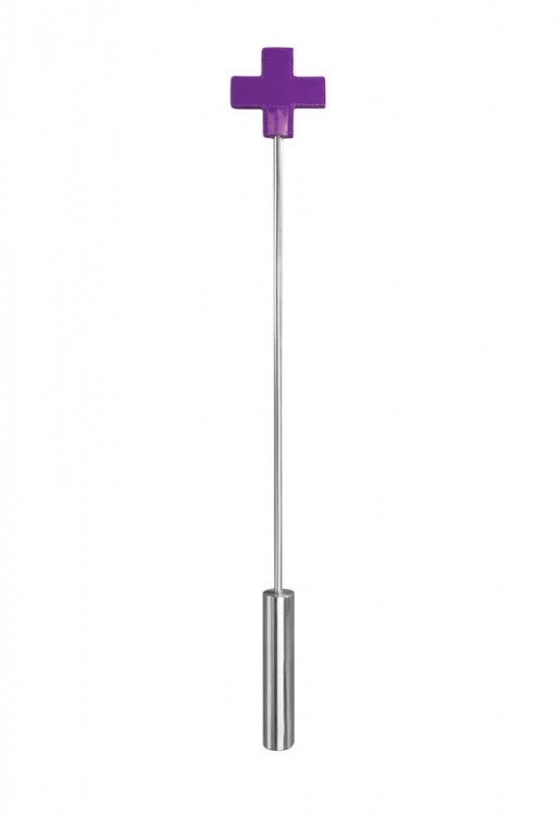 Фиолетовая шлёпалка Leather  Cross Tiped Crop с наконечником-крестом - 56 см. от Shots Media BV