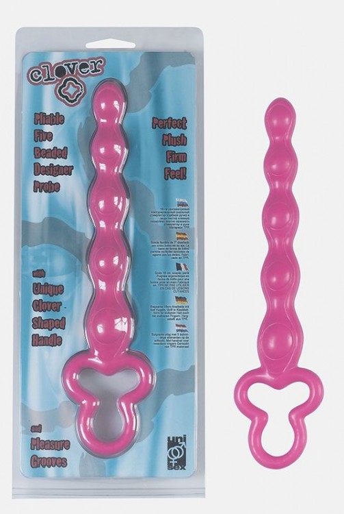 Розовая анальная цепочка Clover Anal Rod - 18 см. от Seven Creations