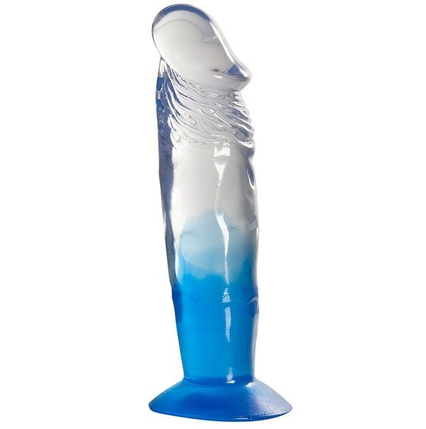 Голубой фаллоимитатор с прозрачным стволом без мошонки - 17,8 см. от Dream Toys