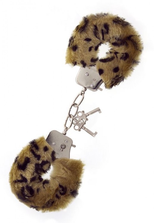 Леопардовые наручники METAL HANDCUFF WITH PLUSH LEOPARD от Dream Toys