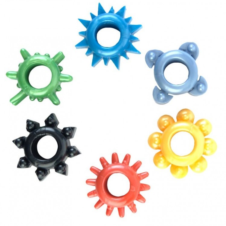 Набор из 6 разноцветных эрекционных колец от ToyFa