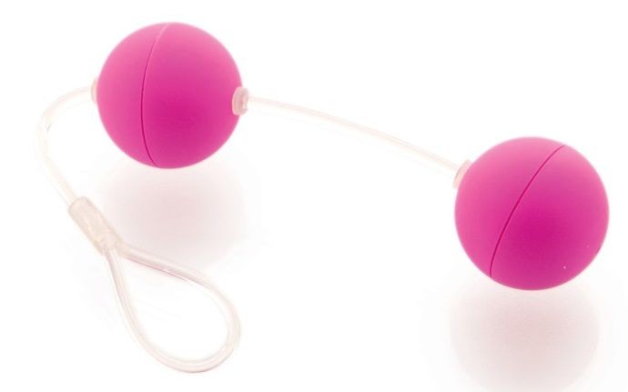 Фиолетовые вагинальные шарики на прозрачной сцепке от Sexus