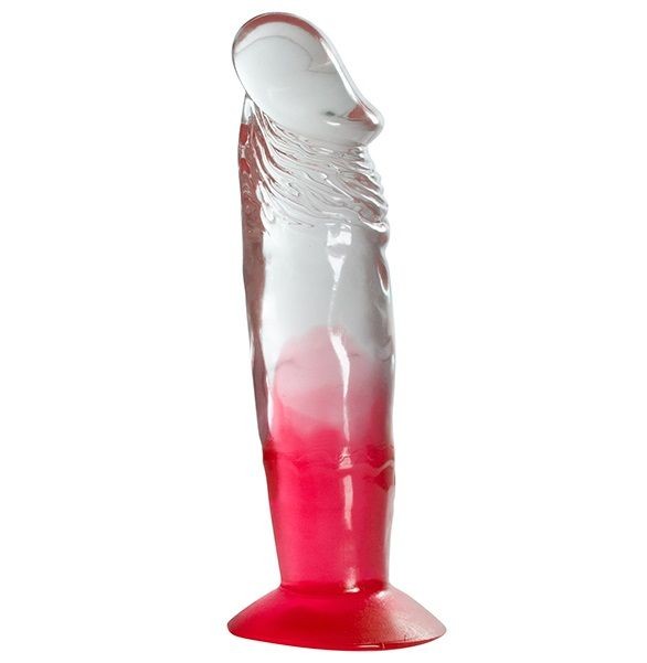 Красный фаллоимитатор с прозрачным стволом без мошонки - 17,8 см. от Dream Toys