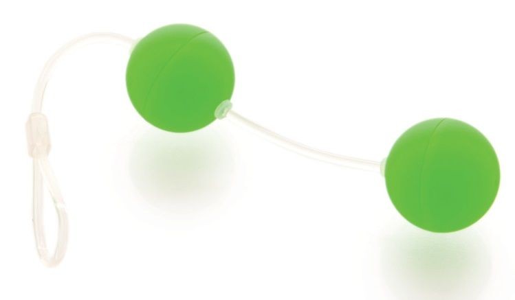 Зеленые вагинальные шарики на прозрачной сцепке от Sexus