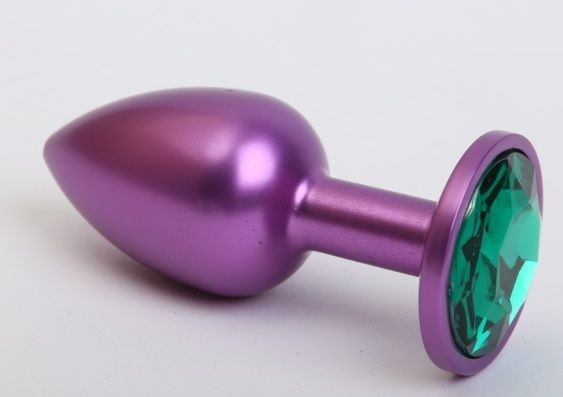Фиолетовая анальная пробка с зеленым стразом - 7,6 см. от 4sexdreaM