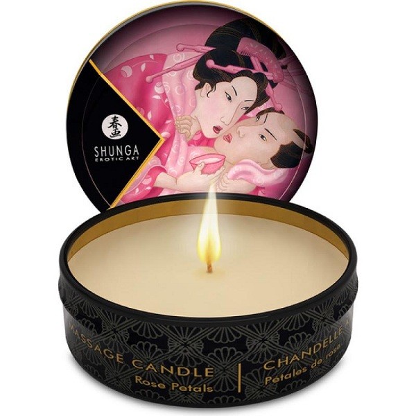 Массажная свеча Rose Petals с ароматом розы - 30 мл. от Shunga
