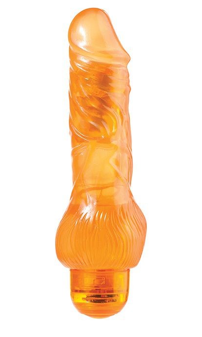 Оранжевый вибратор-реалистик JELLY JOY 7INCH 10 RHYTHMS ORANGE - 17,5 см. от Dream Toys